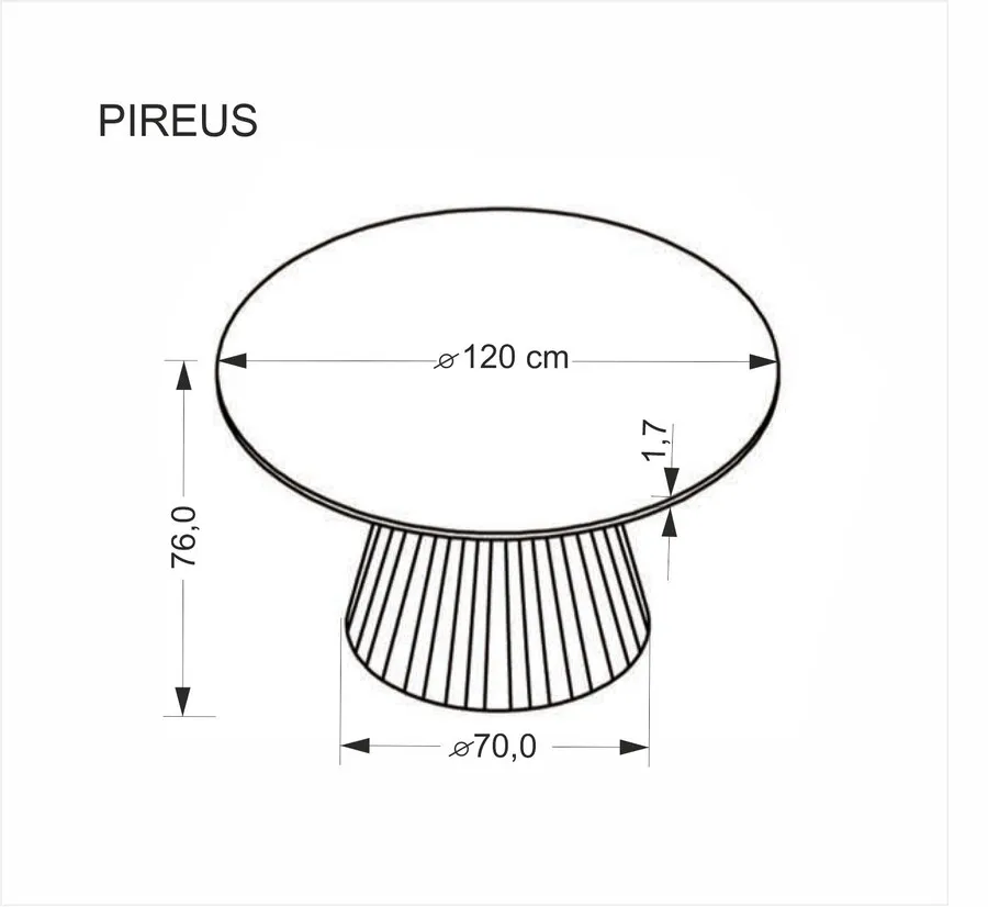 Stół okrągły PIREUS 120 cm - trawertyn/orzech