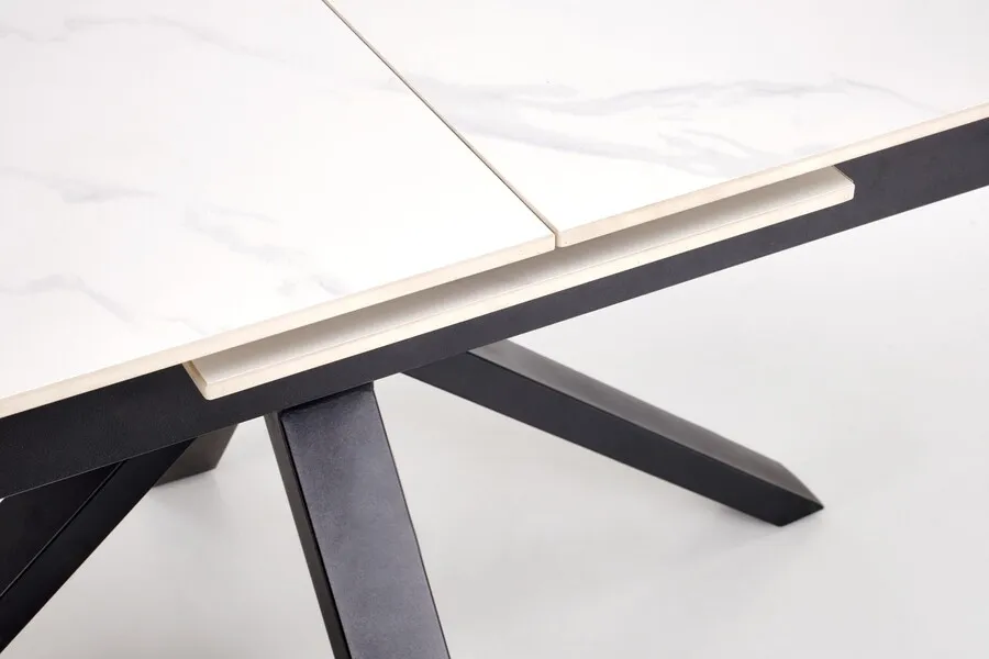 Stół rozkładany PLATAN 140/180x85 - biały marmur/czarny