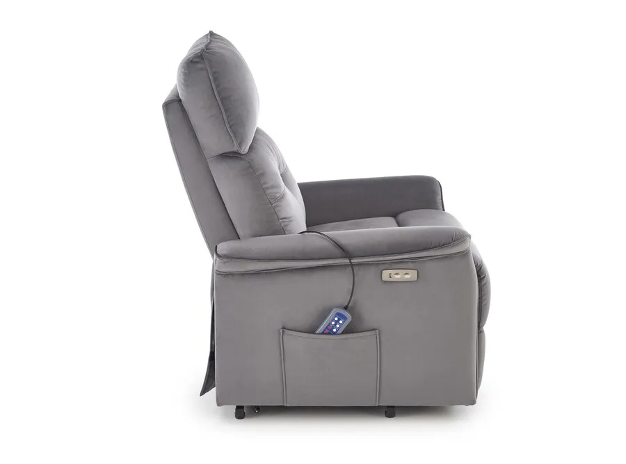 Fotel z funkcją masażu i pionizacji SEMIR 2 - popielaty