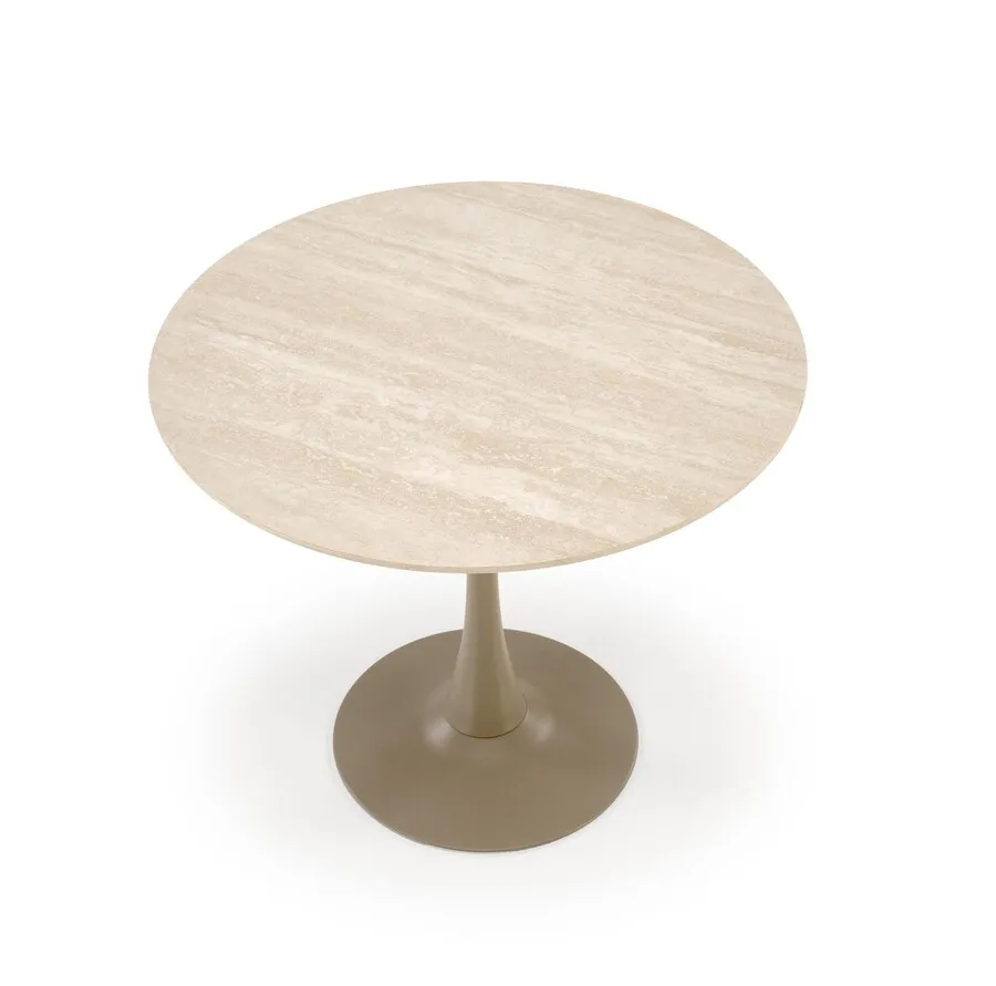 Stół okrągły TOLIO 90 cm - trawertyn/kaszmir