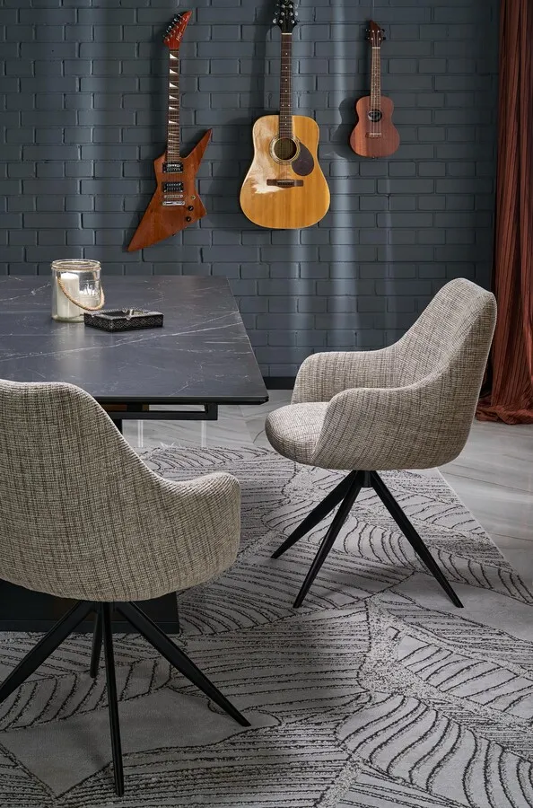 Stół rozkładany VOLANT 140/180x90 - czarny marmur/dąb złoty