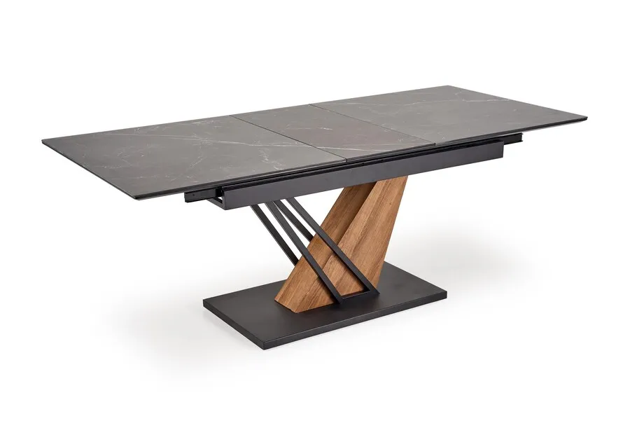 Stół rozkładany VOLANT 140/180x90 - czarny marmur/dąb złoty