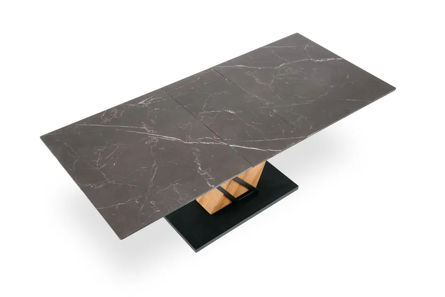 Stół rozkładany VOLANT 140/180x90 - czarny marmur/dąb złoty