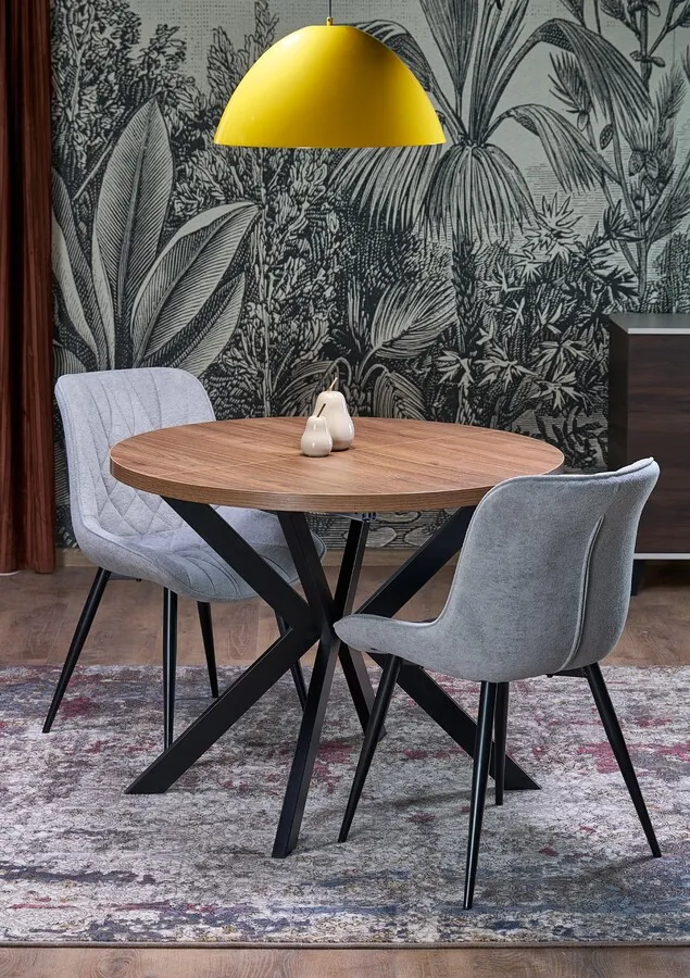 Stół okrągły rozkładany PERONI 100/250x100 - orzech/czarny