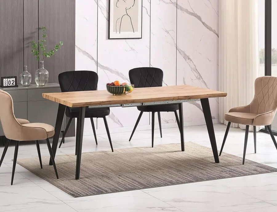 Stół rozkładany FRESNO 120/180x80 - dąb/czarny