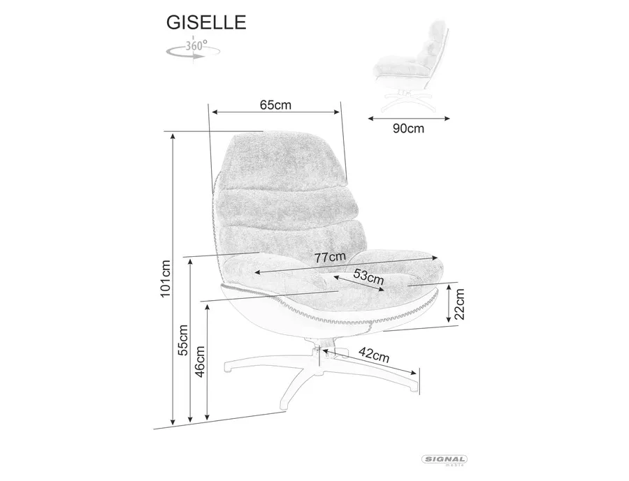 Fotel obrotowy GISELLE - czarny