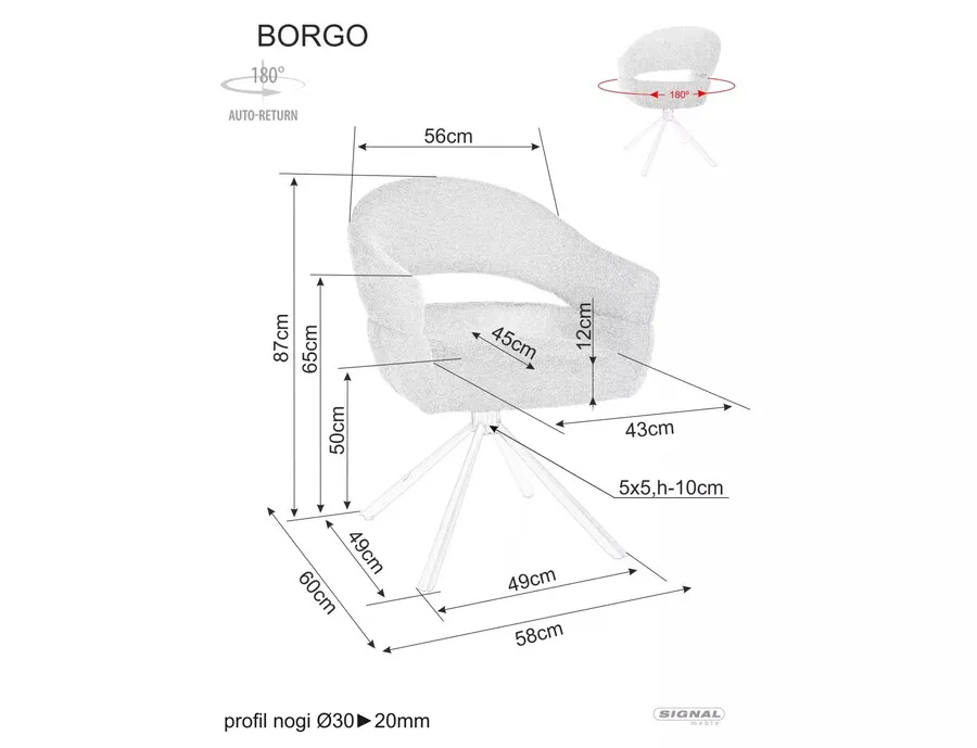 Krzesło obrotowe tapicerowane BORGO Raven - szary Raven 07