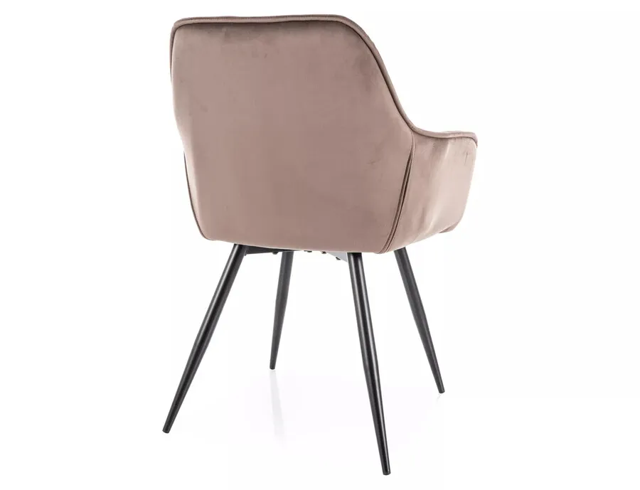Krzesło welurowe pikowane CHERRY Velvet - cappuccino