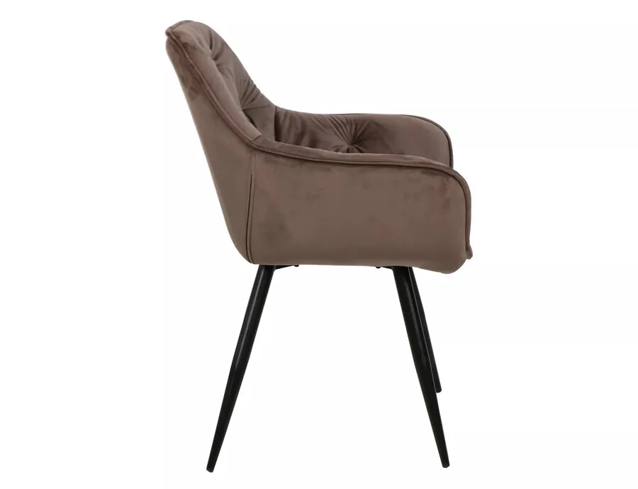 Krzesło welurowe pikowane CHERRY Velvet - cappuccino