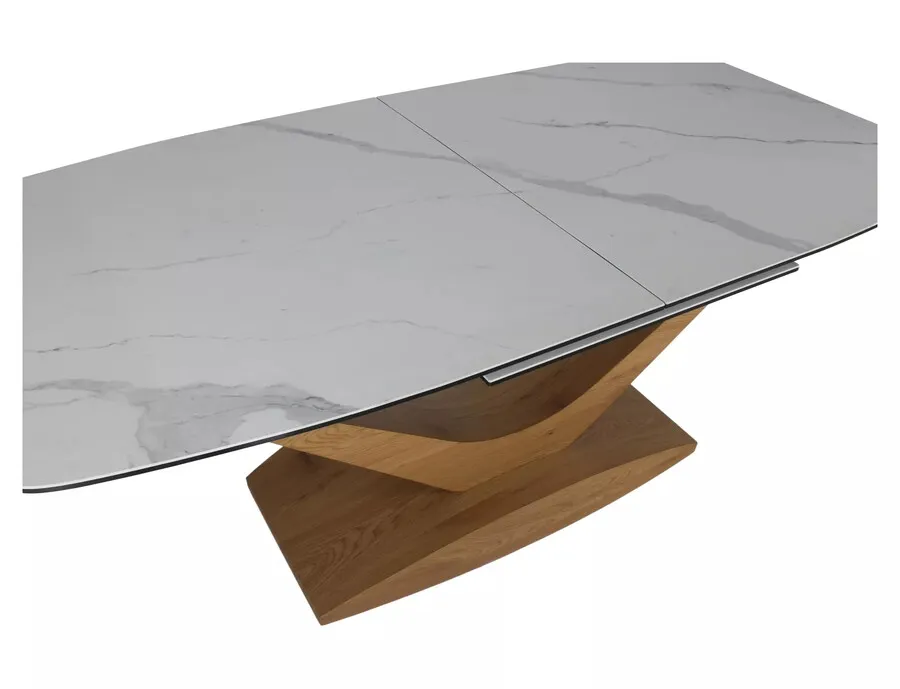 Stół rozkładany DOLCE CERAMIC 180/240x95 - biały mat/dąb