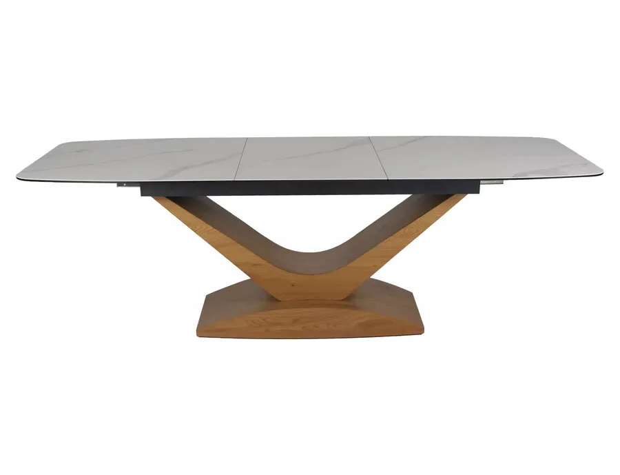 Stół rozkładany DOLCE CERAMIC 180/240x95 - biały mat/dąb