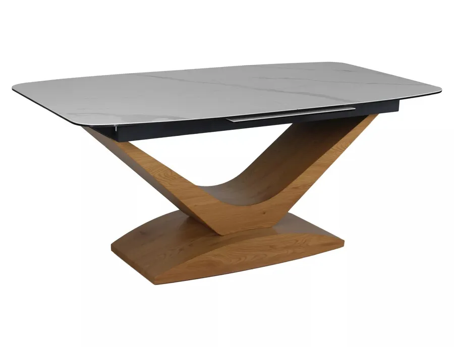Stół rozkładany DOLCE CERAMIC 180/240x95 - biały mat/dąb