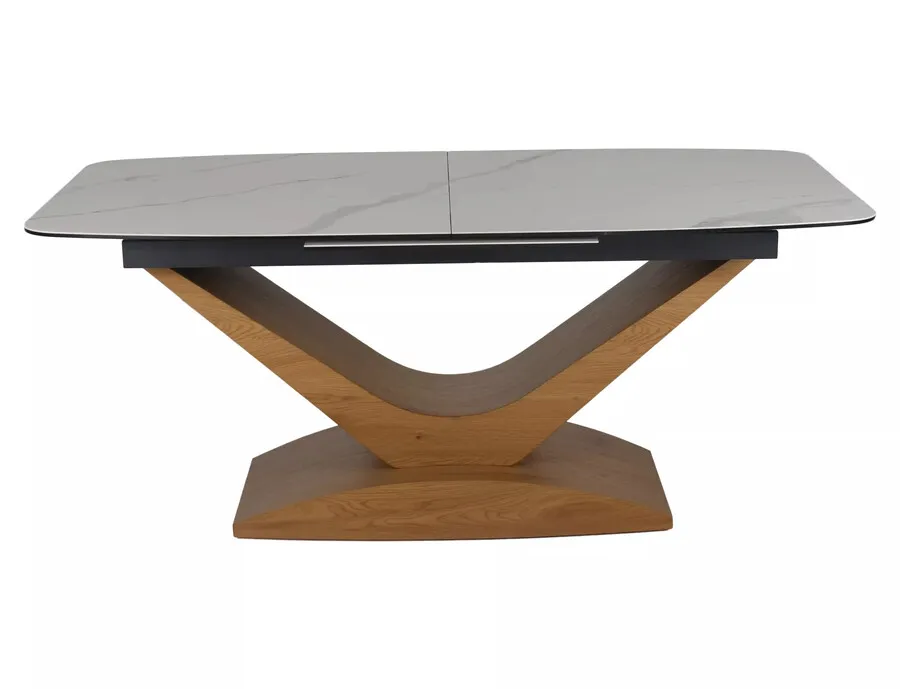 Stół rozkładany DOLCE CERAMIC 180/240x95 - biały mat/dąb