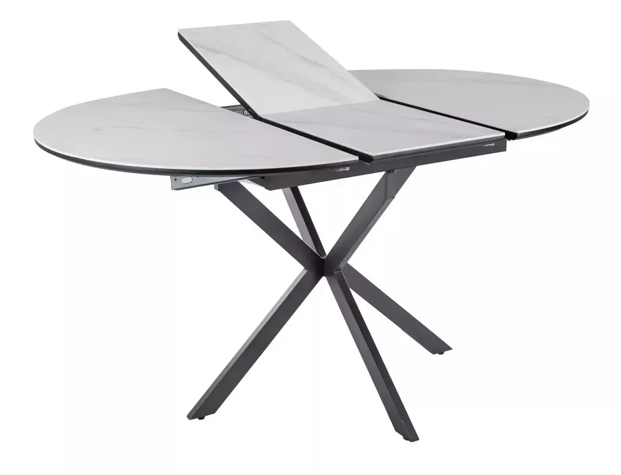 Stół okrągły rozkładany GASTON CERAMIC 100/135x100 - biały/czarny