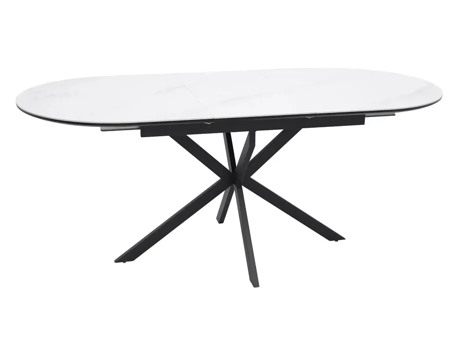 Stół owalny rozkładany GASTON CERAMIC 140/180x80 - biały/czarny