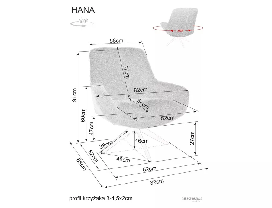 Fotel obrotowy HANA Brego - beżowy Brego 34
