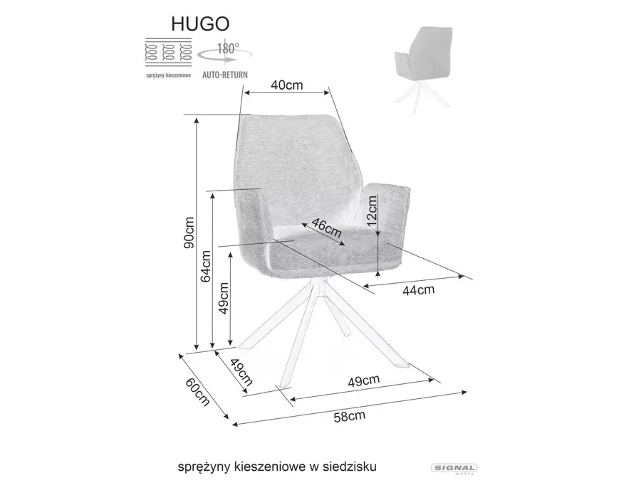 Krzesło obrotowe tapicerowane HUGO Brego - jasny beżowy