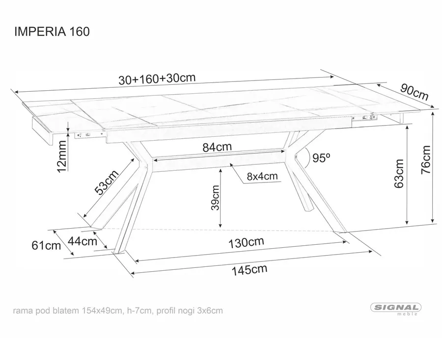 Stół rozkładany IMPERIA 160/220x90 - czarny