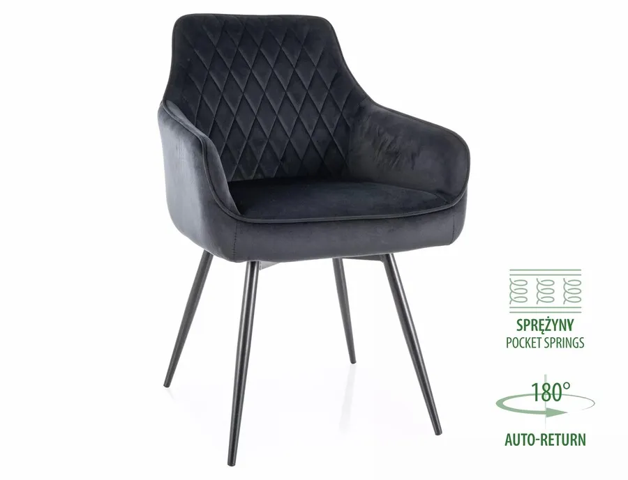 tkanina Bluvel 19 Krzesło obrotowe tapicerowane MARLO Velvet - czarny Bluvel 19