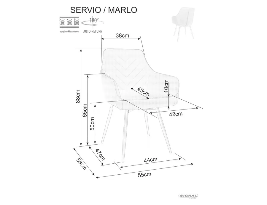 Krzesło obrotowe tapicerowane MARLO Velvet - czarny Bluvel 19
