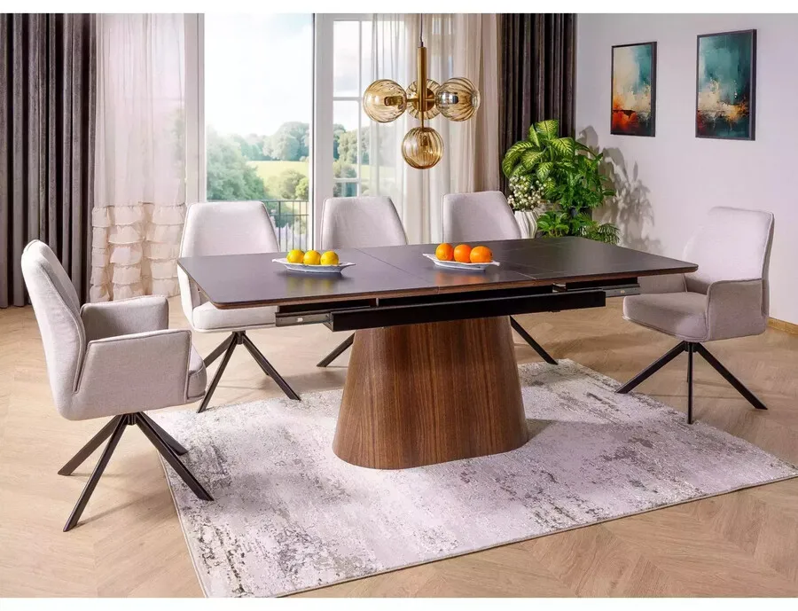 Stół rozkładany MONACO 160/200x90 - czarny mat/orzech