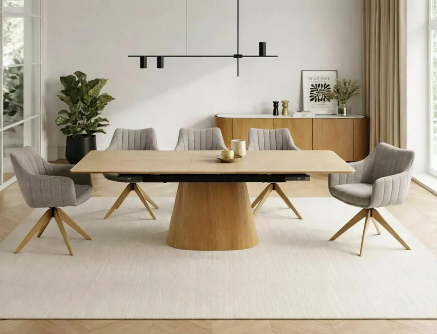 Stół rozkładany MONACO 160/200x90 - beżowy mat/dąb