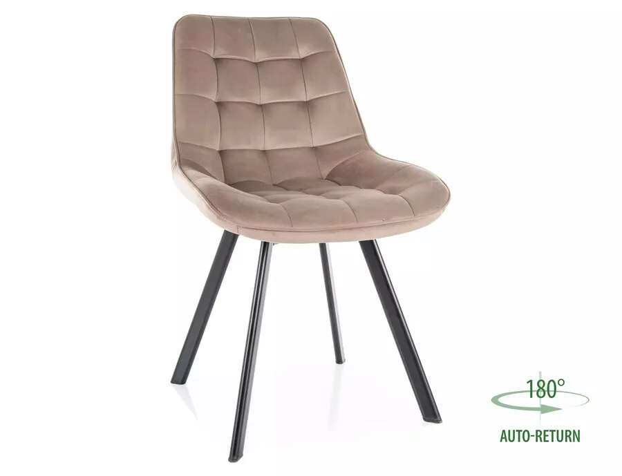tkanina Bluvel 40 Krzesło pikowane tapicerowane MONTI Velvet - beżowy Bluvel 40