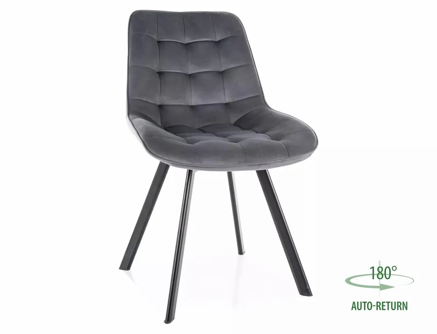 tkanina Bluvel 14 Krzesło pikowane tapicerowane MONTI Velvet - szary Bluvel 14