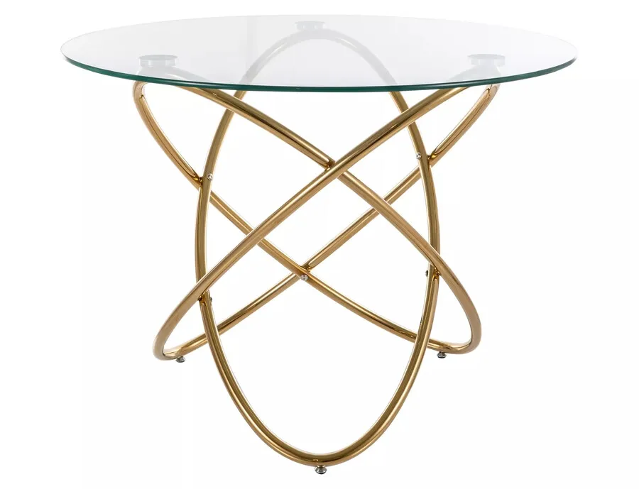 Stół okrągły ORBIT 100 cm - transparentny/złoty