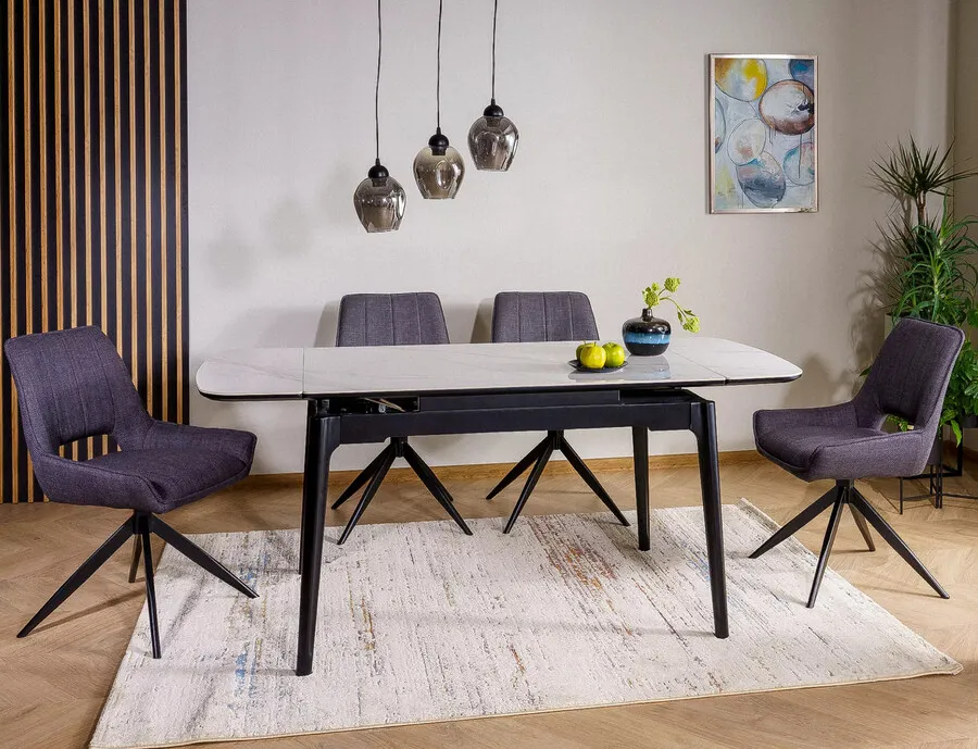 Stół rozkładany SENTO 120/180x80 - biały połysk/czarny mat