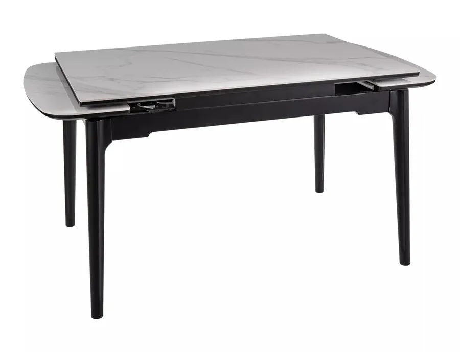 Stół rozkładany SENTO 120/180x80 - biały połysk/czarny mat