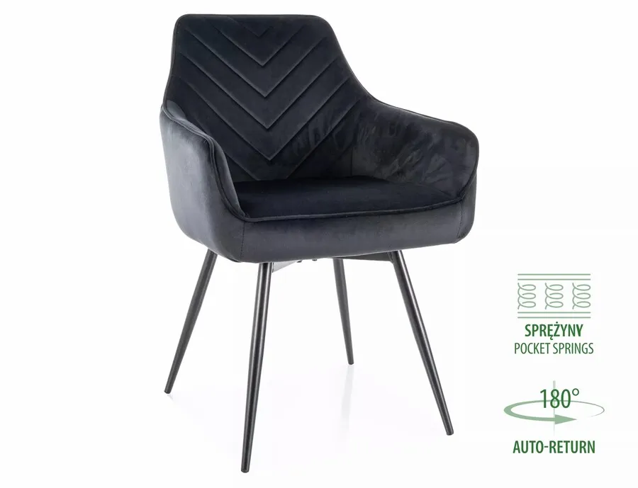 tkanina Bluvel 19 Krzesło obrotowe tapicerowane SERVIO Velvet - czarny Bluvel 19