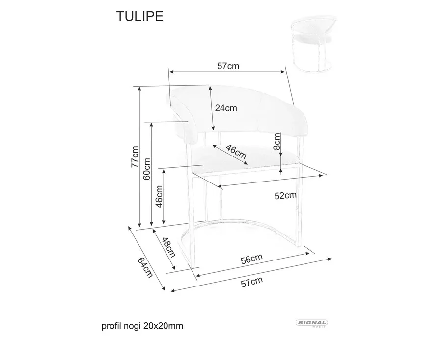 Krzesło tapicerowane welurowe TULIPE Velvet  - beżowy Bluvel 28