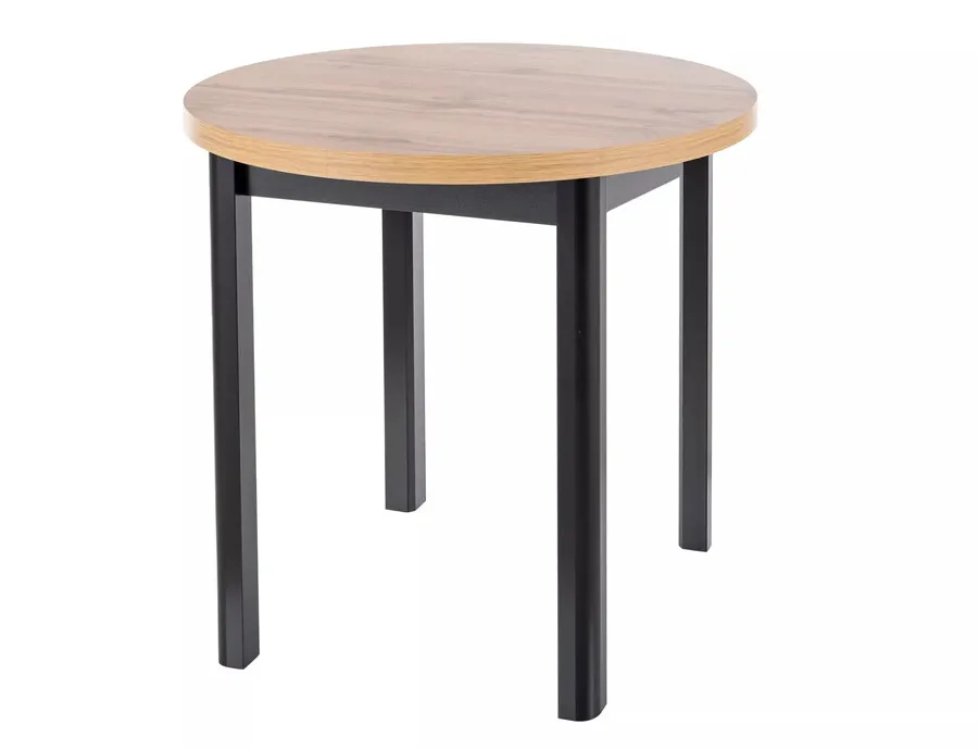 Stół okrągły ADAM 80 cm - dąb artisan/czarny mat