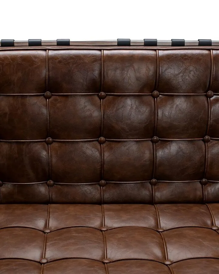 Sofa 2-osobowa skórzana BARCELON VINTAGE - brązowy