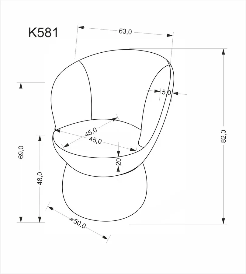Krzesło obrotowe tapicerowane K581 - popielaty