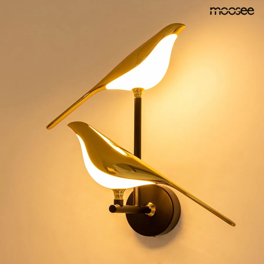 MOOSEE Lampa ścienna BIRD TWIN - złoty