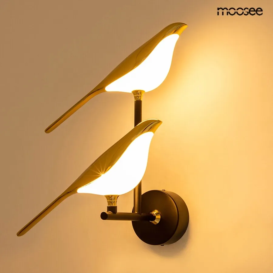 MOOSEE Lampa ścienna BIRD TWIN - złoty