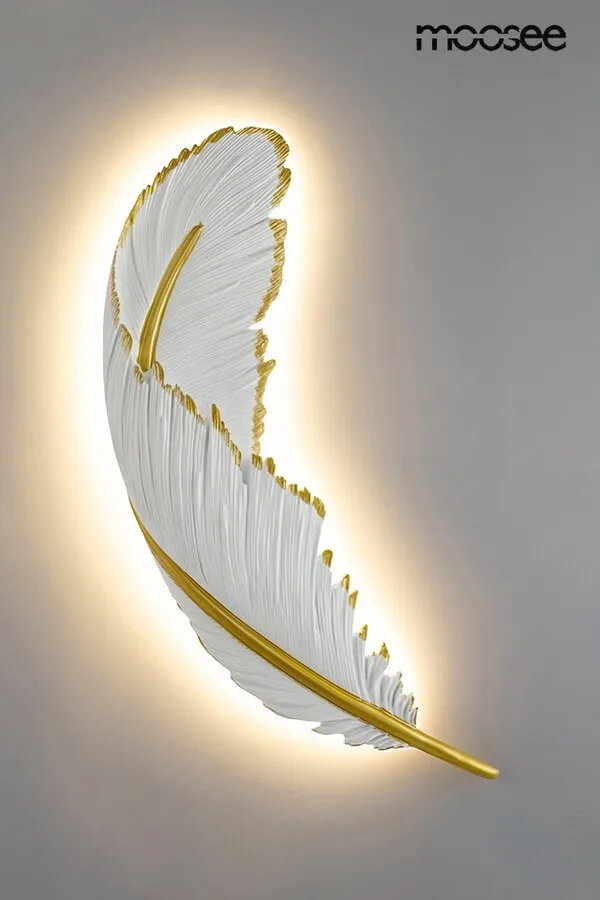 MOOSEE Lampa ścienna PIÓRKO - biały/złoty