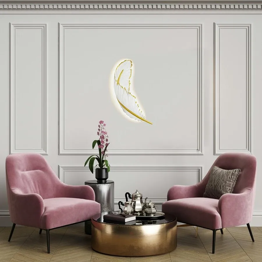 MOOSEE Lampa ścienna PIÓRKO - biały/złoty