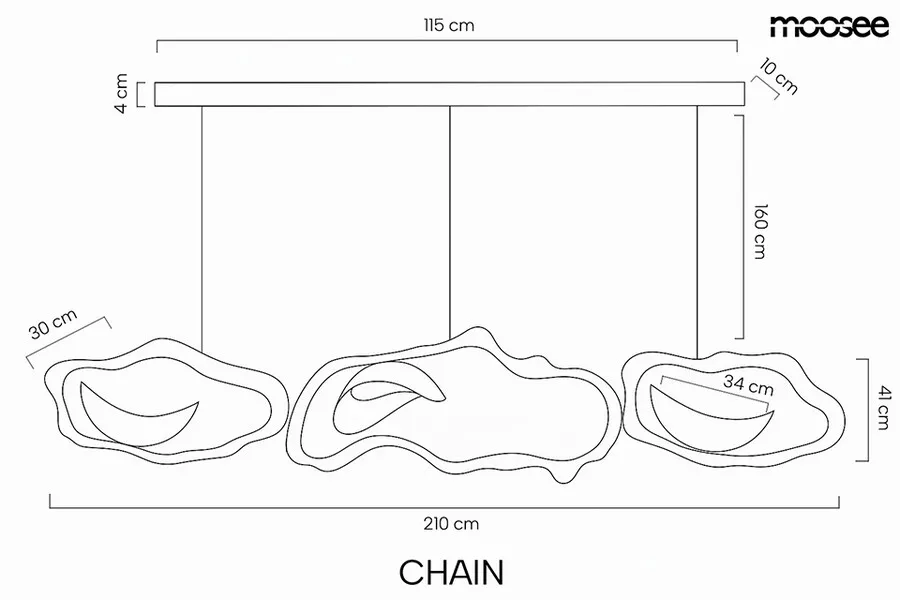 MOOSEE Lampa wisząca CHAIN - złoty