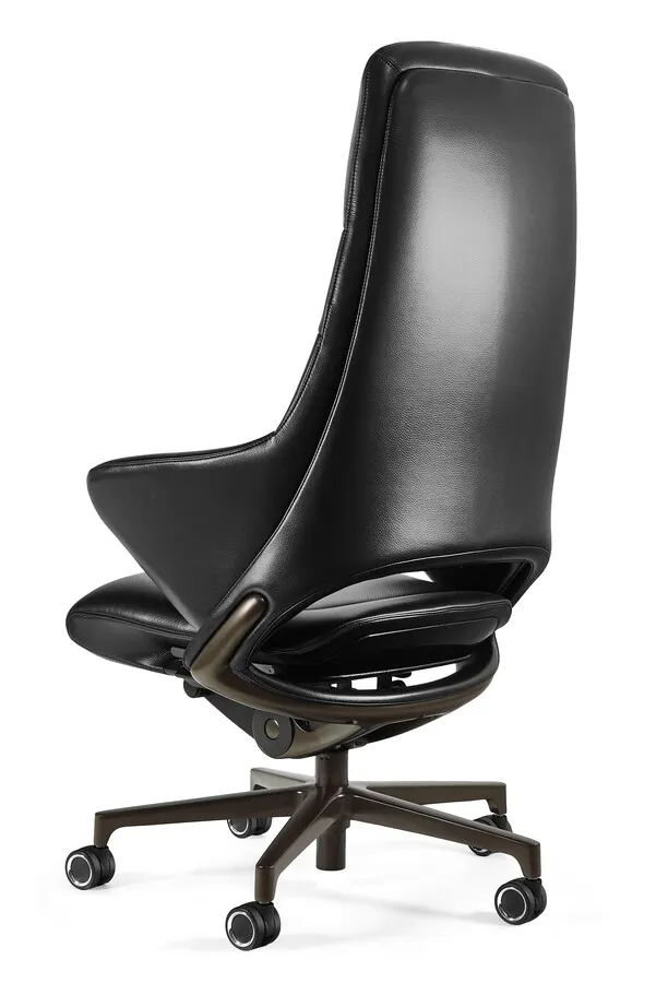Fotel gabinetowy OMEGA skóra naturalna - czarny
