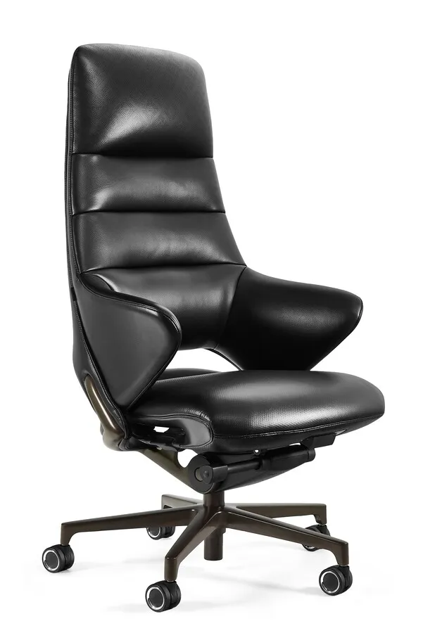 Fotel gabinetowy OMEGA skóra naturalna - czarny