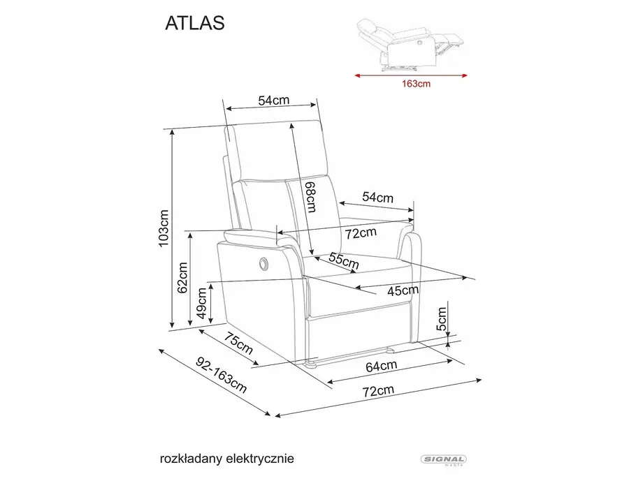 Fotel rozkładany ATLAS Raven - brązowy