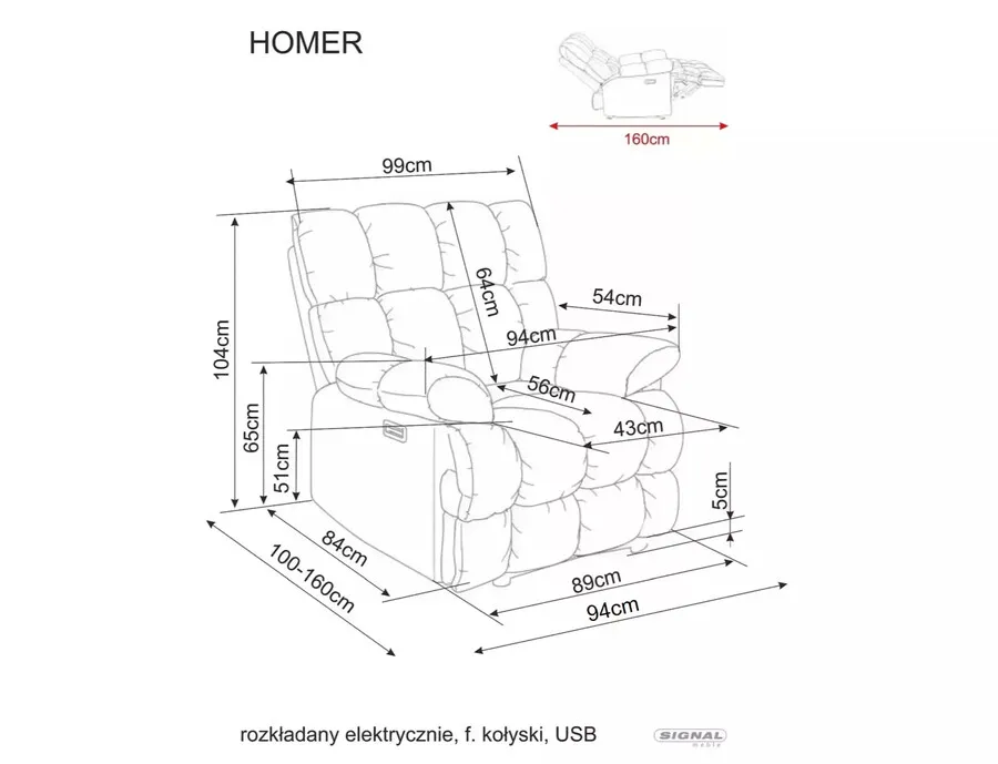 Fotel rozkładany HOMER Raven - ciemny beżowy