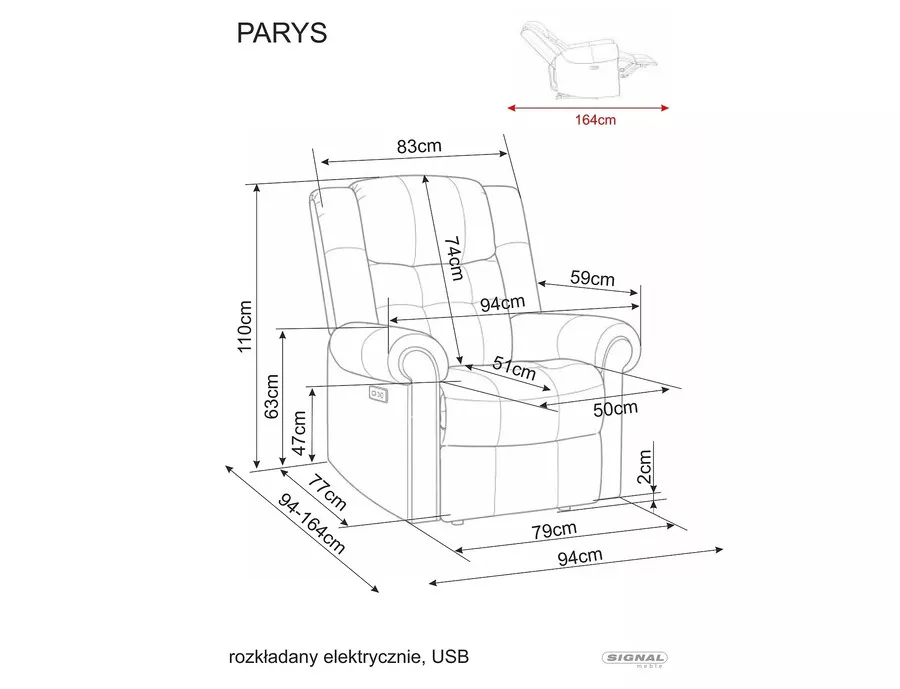 Fotel rozkładany PARYS Raven - ciemny beżowy