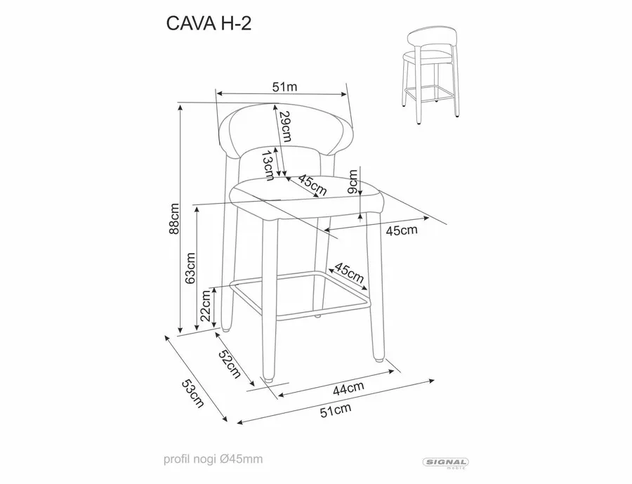 Hoker tapicerowany CAVA H-2 - beżowy