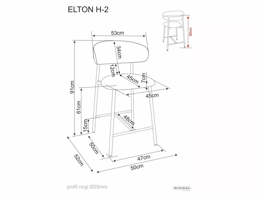 Hoker tapicerowany ELTON H-2 - jasny szary/czarny