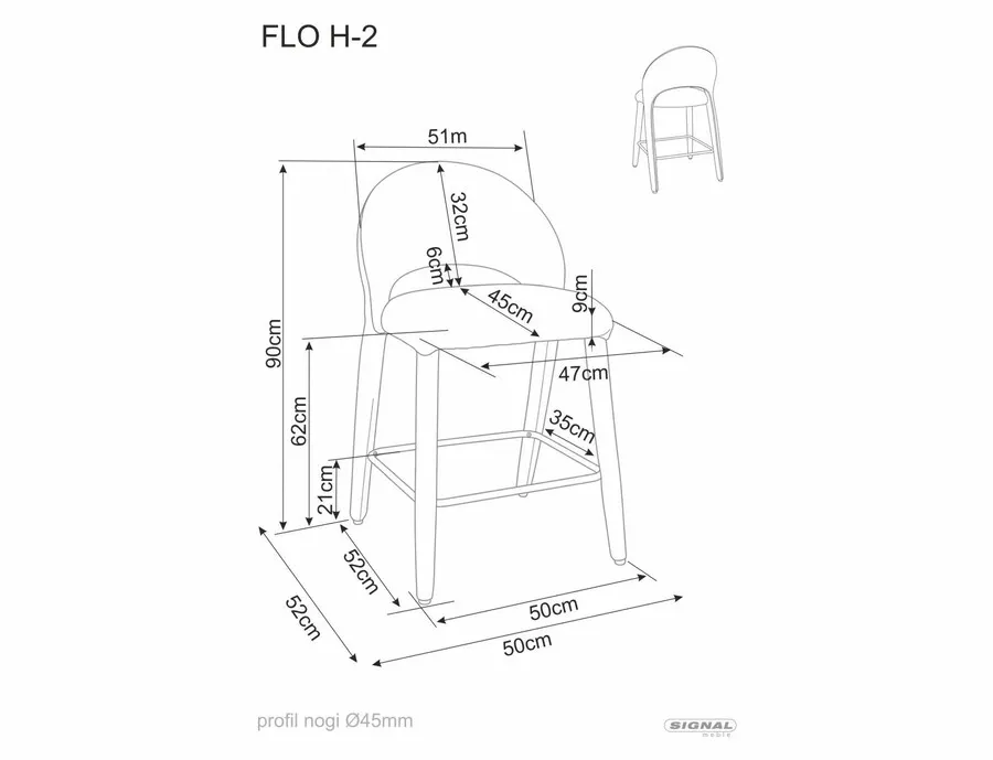 Hoker tapicerowany FLO H-2 - beżowy