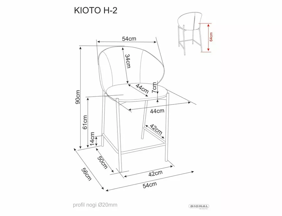 Hoker tapicerowany KIOTO H-2 - beżowy/czarny